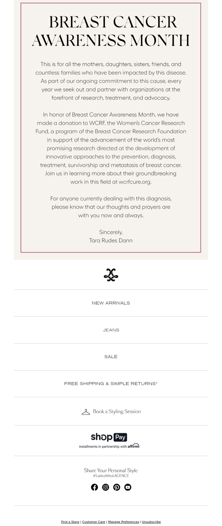 L'AGENCE: Breast Cancer Awareness Month