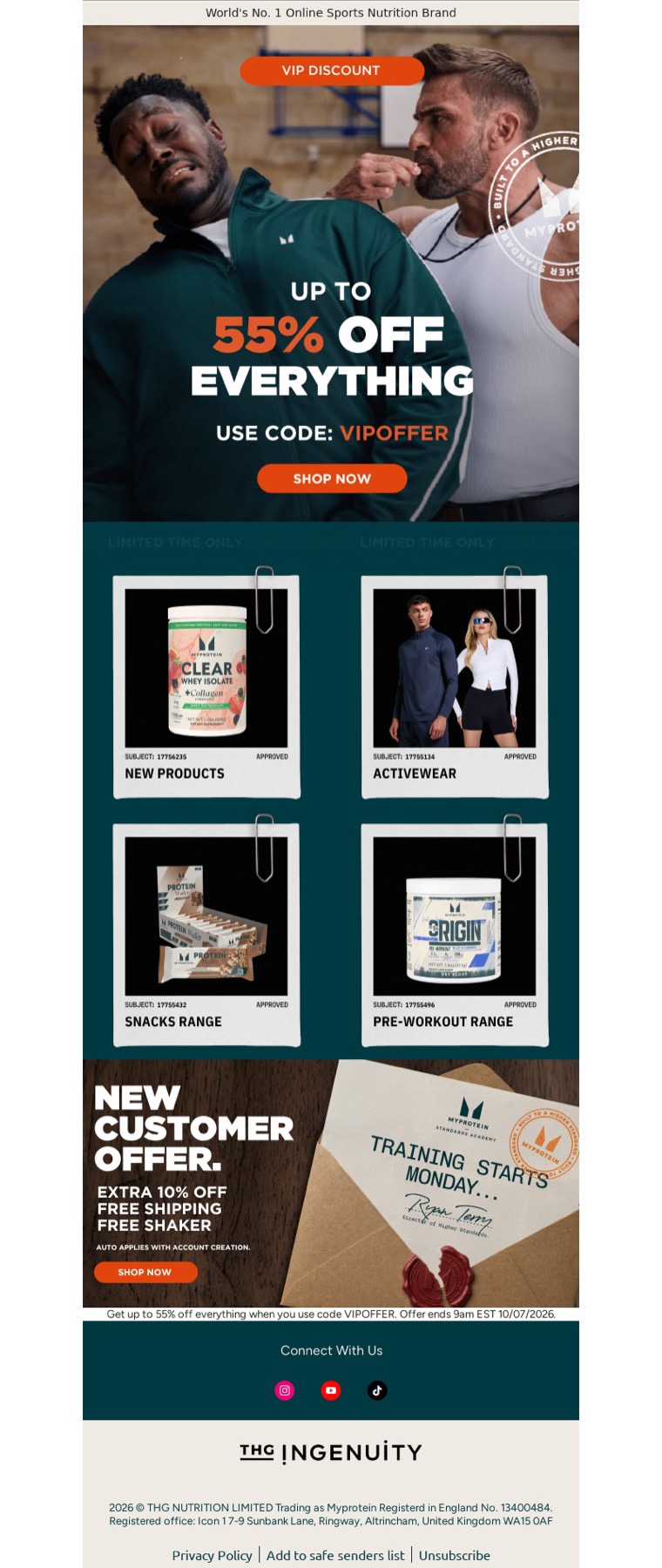 Myprotein: an email-only VIP discount