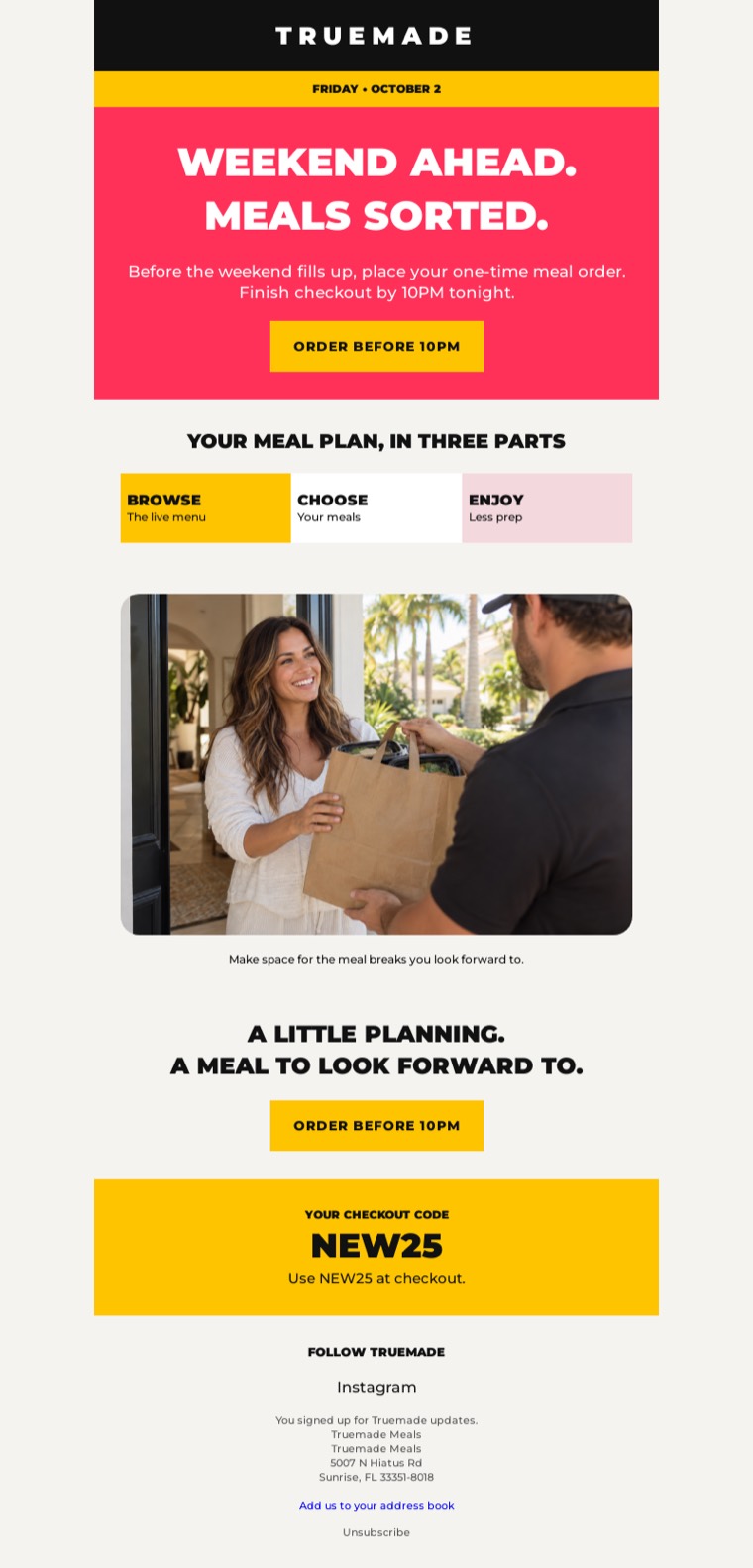 Truemade Meals: a real order deadline